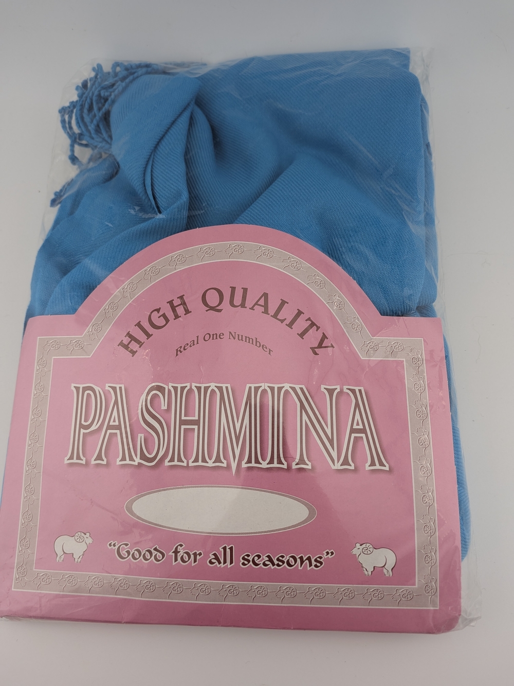 Pashmina Bright Turquoise Blue Fringed Wrap